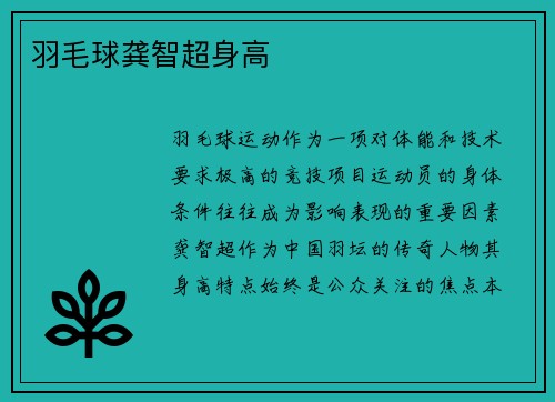 羽毛球龚智超身高